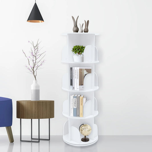 Bookcase with 360° Rotating Design, Steel Ball Bearing for Silent and Smooth Rotation, Multi-Layer Stacking Shelf for Easy