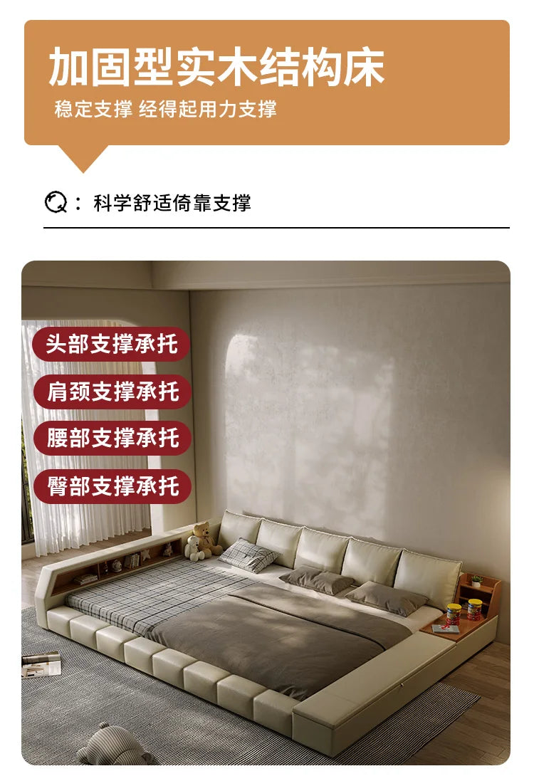 King Upholstered Modern Bed Unique Bookshelves Sleeping Multifunctional Bed Luxury Floor Camarotes Para Dormitorio Furnitures