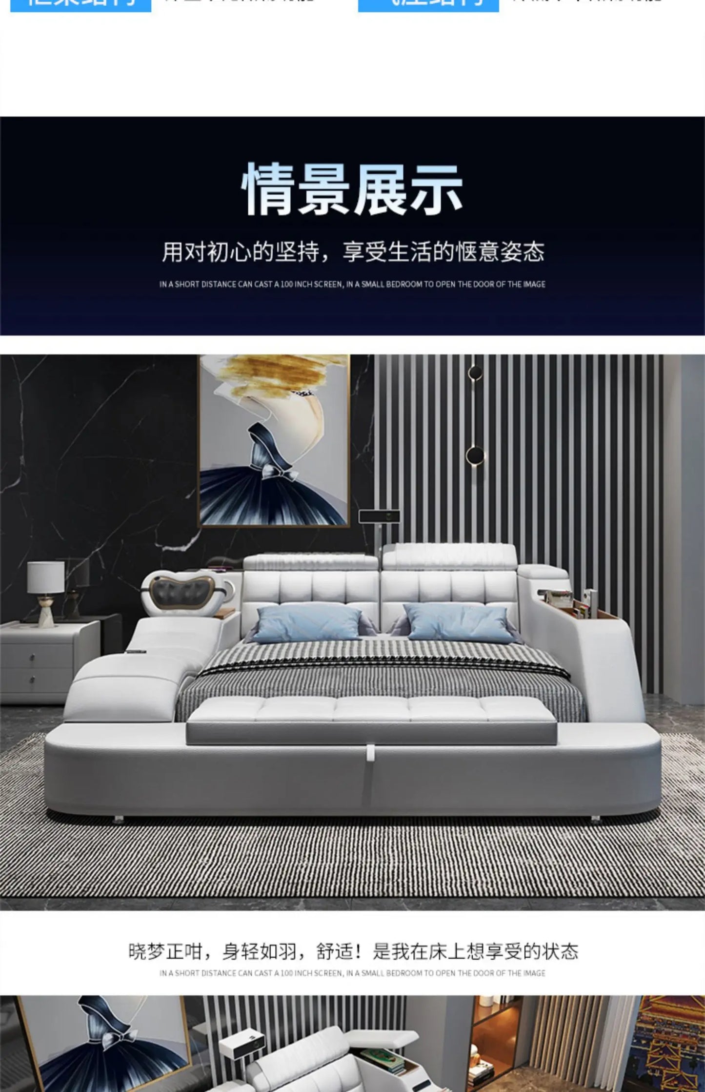 Cabinets Aesthetic Bed Reading Vanity King Massage Lounge Beds Luxury Bedroom Frame Camas Matrimoniales House Accessories