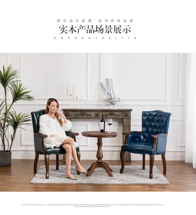 European Retro Single Leisure Armchair, Hotel Cafe Negotiation Tiger Chair,American Solid Wood Study Chair