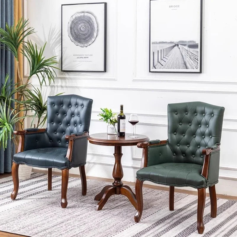 European Retro Single Leisure Armchair, Hotel Cafe Negotiation Tiger Chair,American Solid Wood Study Chair