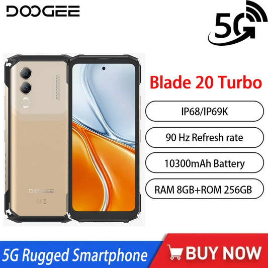 NEW DOOGEE Blade 20 Turbo 5G Rugged Phone 6.6″ Dimensity 7050 8GB+256GB Mobile Phone 10300mAh 50MP 90Hz Android15 Smartphone
