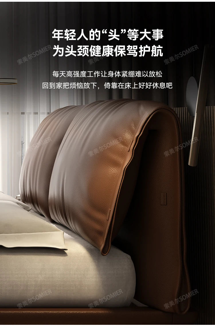 Soft Leather Luxury Double Bed Modern Adults Design Queen Loft Double Bed Bases Frames Camas De Dormitorio Bedroom Furniture