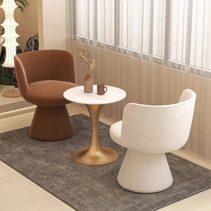 Italian Simple Dining Chair Rotable Vanity Chair Cream Style Home Bedroom Nordic Makeup Stool Hotel Reception Chair Furniture