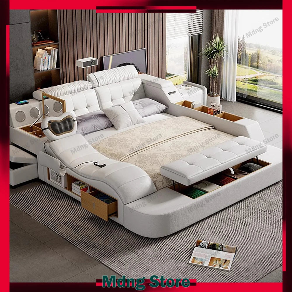 Unique Double Bed Aesthetic Elastic Adjustable King Size Beds Bedroom Tatami Camas De Casal De Luxo Furniture Decoration