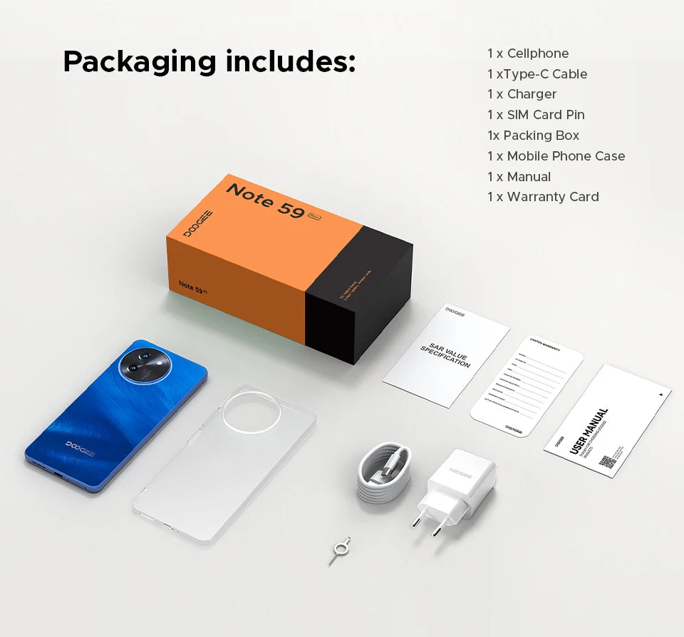 DOOGEE Note59 Pro+ 5G Smartphone Android 15 Global Version 6250mAh Battery 6.75'' 120Hz Display 12GB 512GB Mobile Phone NFC