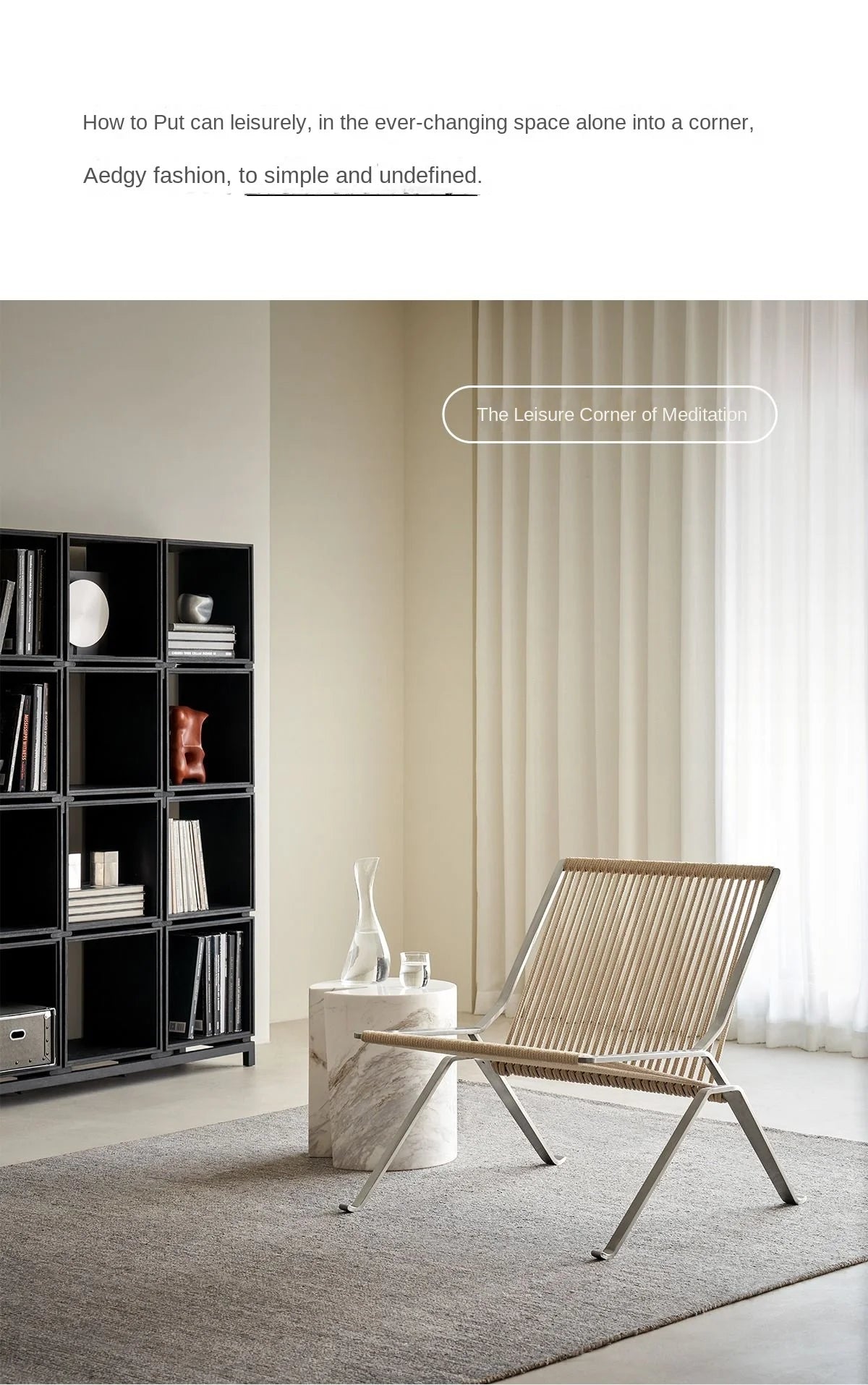 MOMO Bauhaus Single Lounge Chair Living Room Minimalist Rope Sofa Hotel Lounge Reception Chair Outdoor Woven Chair