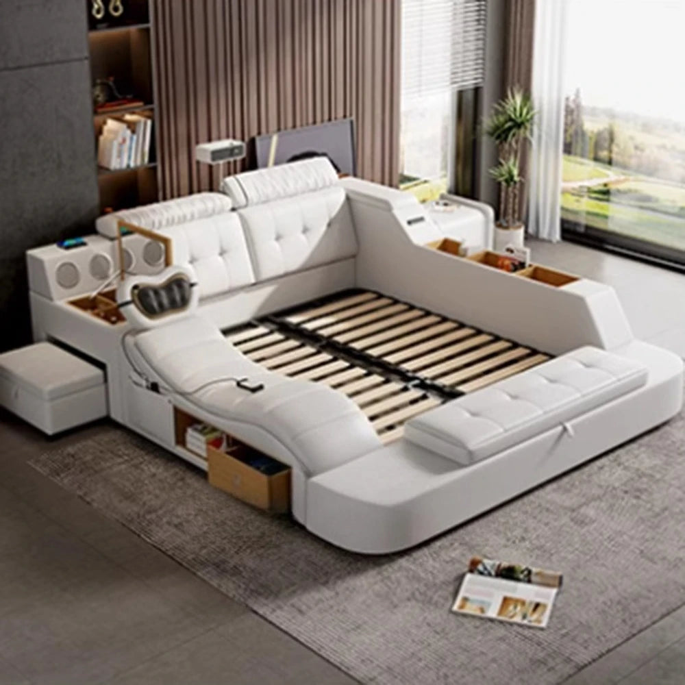 Unique Double Bed Aesthetic Elastic Adjustable King Size Beds Bedroom Tatami Camas De Casal De Luxo Furniture Decoration