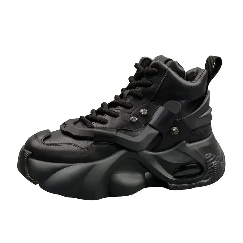Men's Boots High Top  New Trend Wear-resistant Synthetic Leather Boots Casual Lace Up Height Increasing Fashion Boots 2025