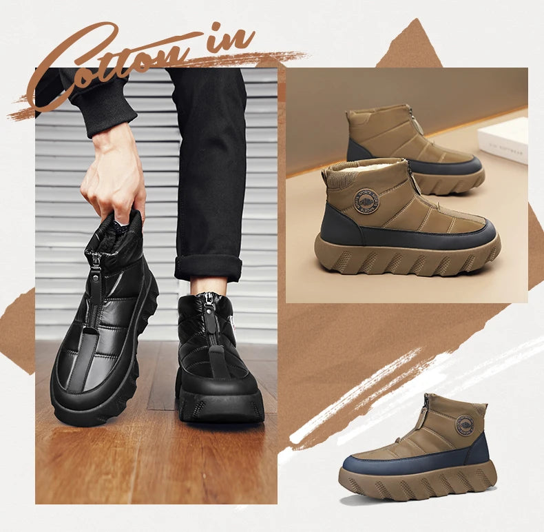 Ankle Boots Snow Thick Bottom Winter Boots for Men Men's Sneakers Non-Slip Soft and Comfortable Cotton Wear-resistant Fashion