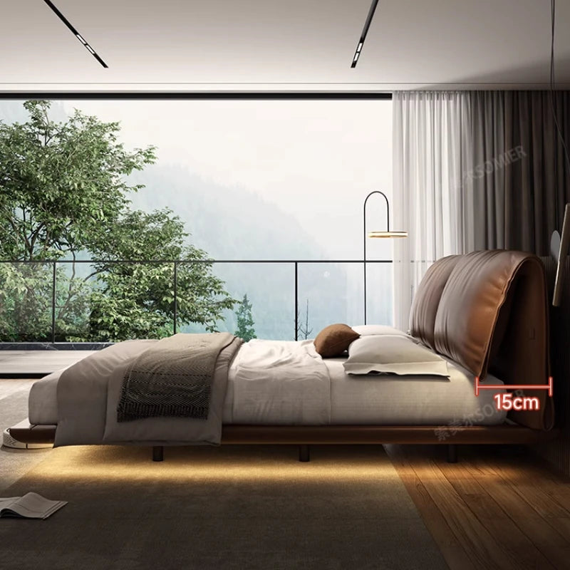 Soft Leather Luxury Double Bed Modern Adults Design Queen Loft Double Bed Bases Frames Camas De Dormitorio Bedroom Furniture