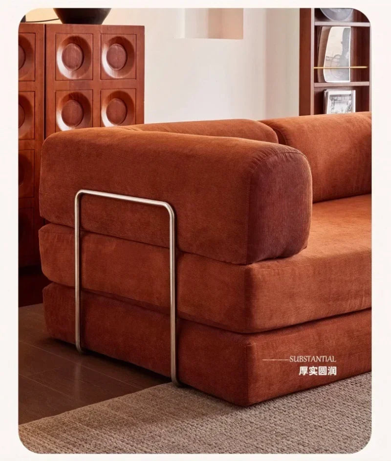 Elegant Italian Compressed Sofa Minimalist Retro Corduroy Sofa Bed Foldable Washable Customizable for Living Room