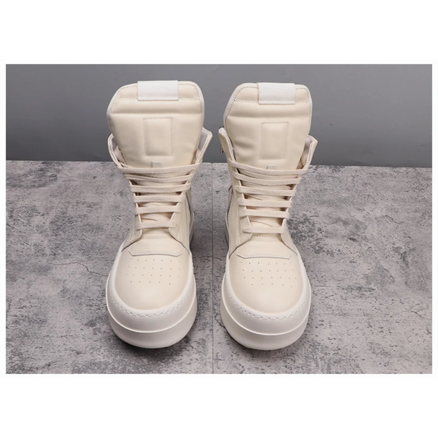 Top Quality Boots Men and Women 35-48 Casual Fashion Punk Real Leather zipper booties 6cm Platform soles Trendy High top shoes