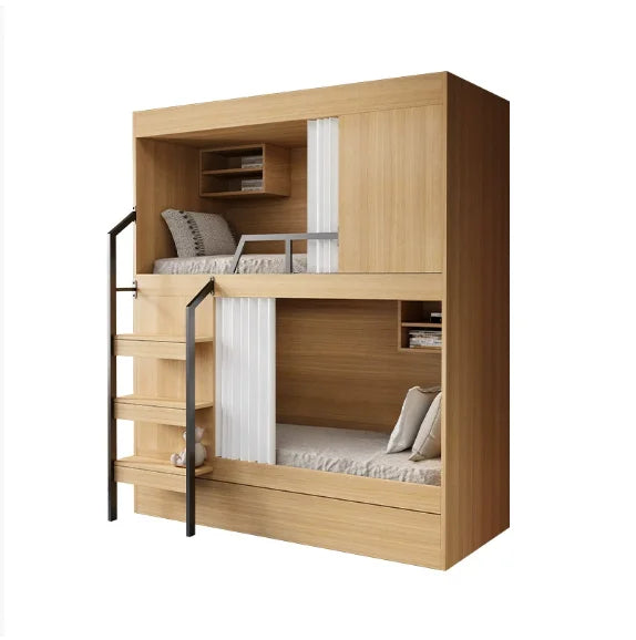 Family Parent-child Bed Space Capsule High and Low Bed Staff Bunk Bed Hotel Upper and Lower Wooden Beds