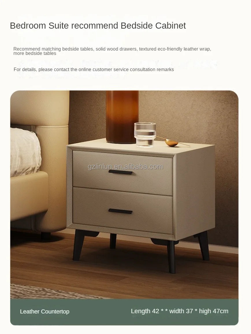 Genuine Leather bed modern simple apartment luxury double bed 1.8 meters high-end atmospheric master bedroom Queen size bed