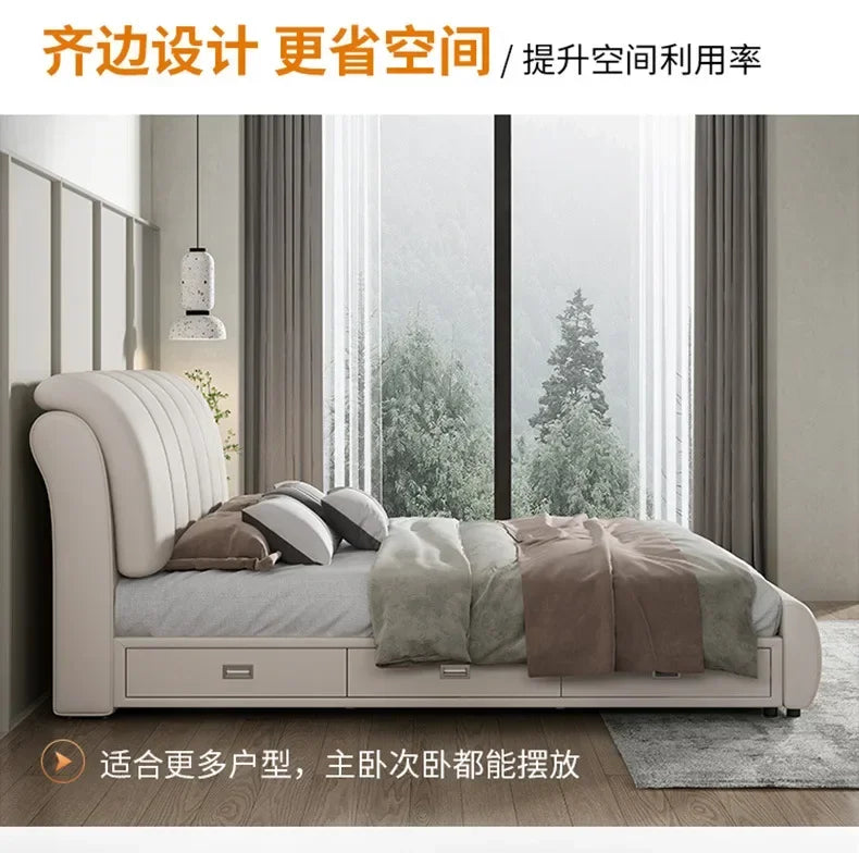 Luxury Nordic Double Bed Organiser Drawers Multifunctional Bedroom Bed Queen Size Cama Elastica Pula Pula Home Furniture