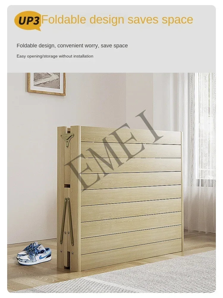 All solid wood folding single household adult simple small bed