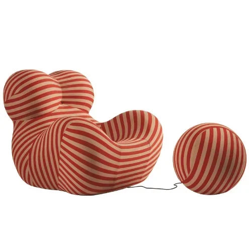 Modern Striped Bean Bag Sofa with Ottoman Cozy Designer Lounge Chair for Living Room Balcony Lazy Couch Furniture