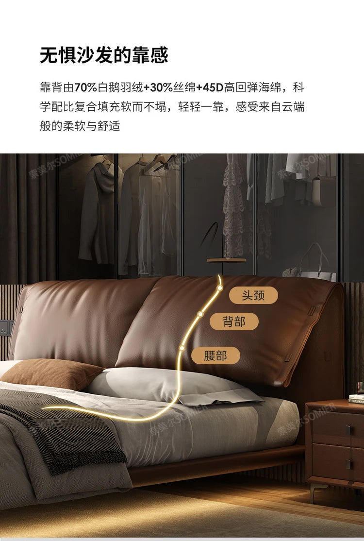 Soft Leather Luxury Double Bed Modern Adults Design Queen Loft Double Bed Bases Frames Camas De Dormitorio Bedroom Furniture