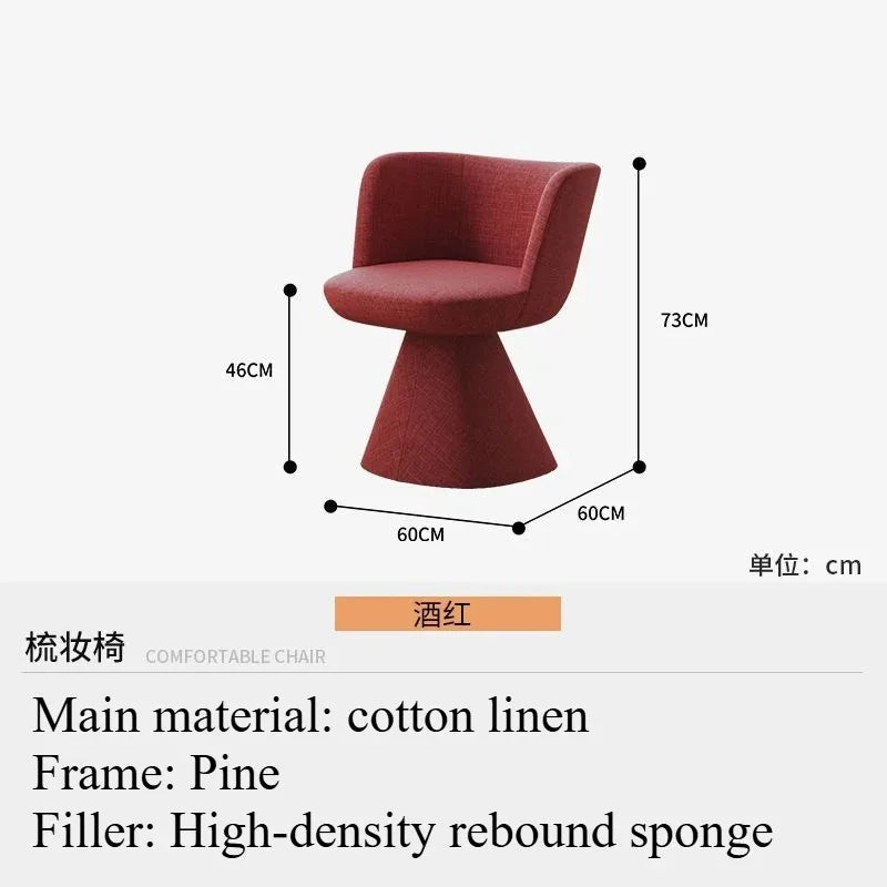 Italian Simple Dining Chair Rotable Vanity Chair Cream Style Home Bedroom Nordic Makeup Stool Hotel Reception Chair Furniture