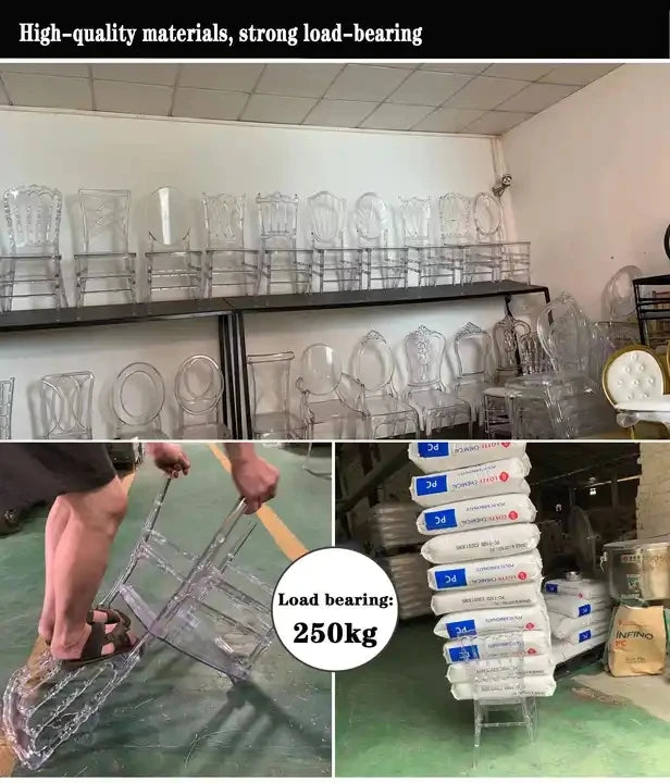 100pcs）Modern Restaurant Wedding Party Chairs plastic Stackable Hotel Gold Chiavari Chairs 1149
