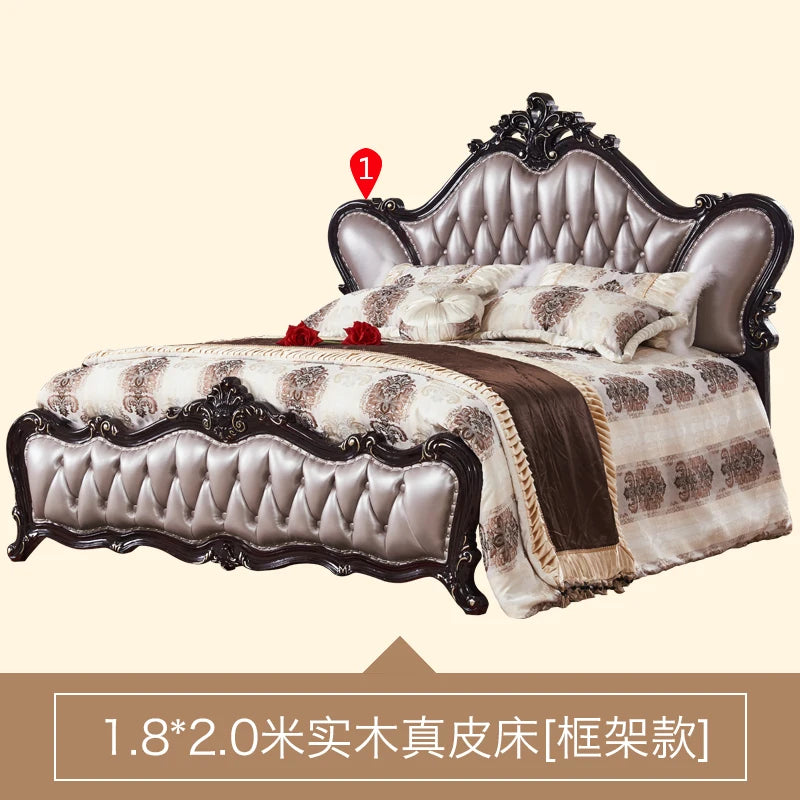 Adult European Bed Square Luxury High Quality Romantic Comfortable Bed Headboards Queen Frame Letto Matrimoniale Home Furniture