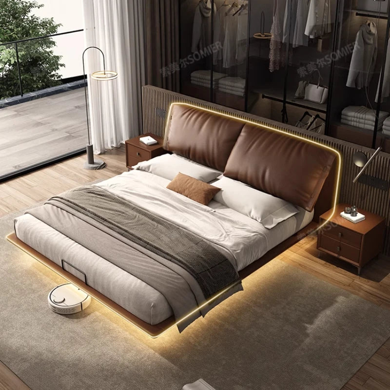 Soft Leather Luxury Double Bed Modern Adults Design Queen Loft Double Bed Bases Frames Camas De Dormitorio Bedroom Furniture