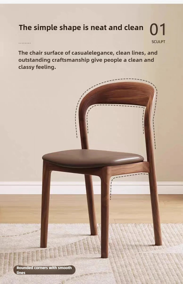 Italian Minimalist Solid Wood Dining Chair, Home Antique Style Backrest Chair, High-end Designer, Hotel Dining Study Chair