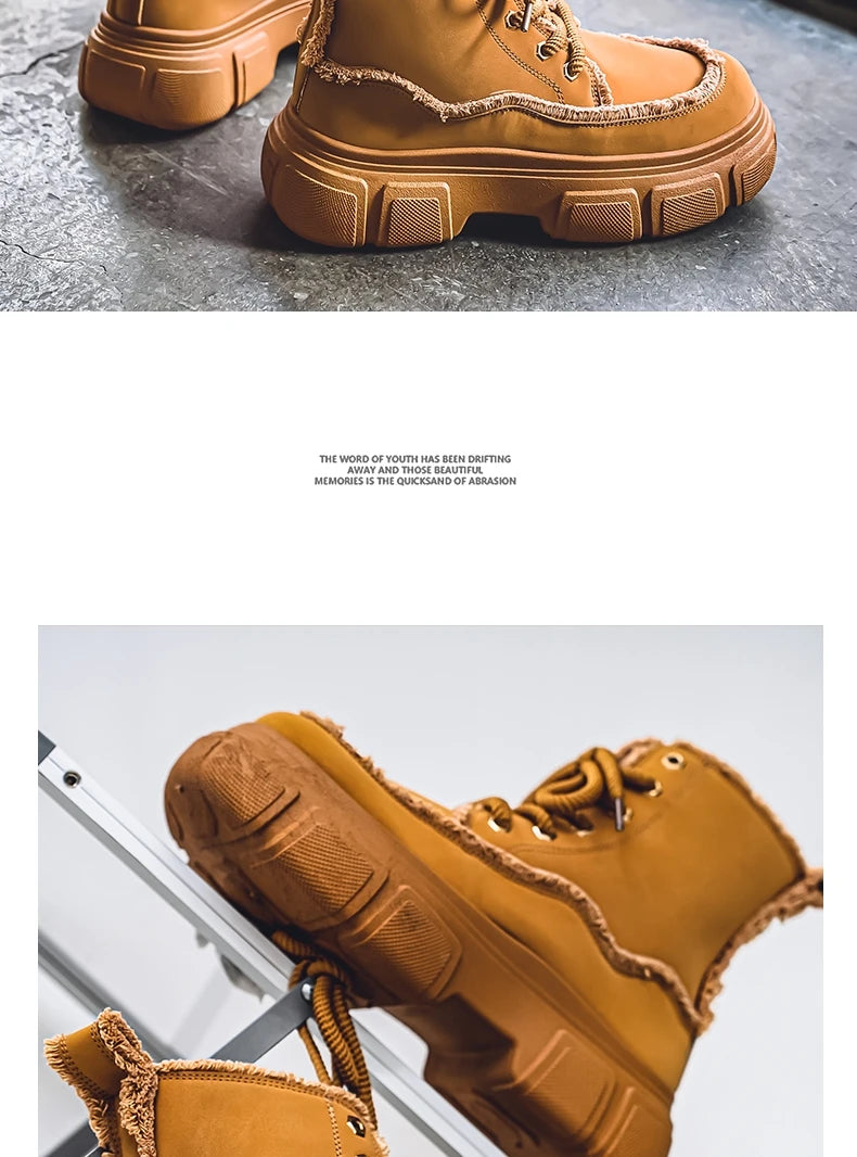 New Style Winter Retro Men's Ankle Tooling Boots High Quality Designed Casual Outdoor Mans Boot Platform British Style Men Shoes