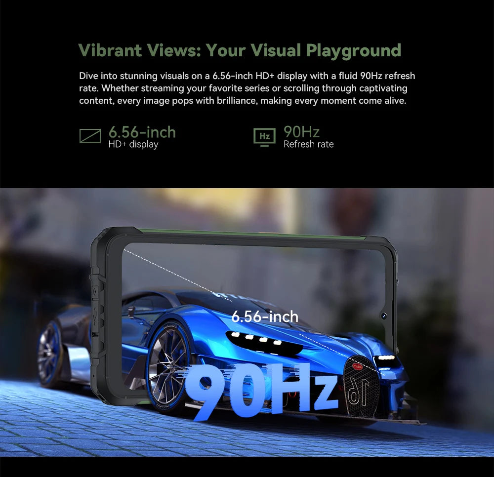 Cubot KingKong ACE 2 Ultra-thin Rugged Smartphone Android 14 16GB RAM(6GB+10GB),+128GB ROM 6.56" 90Hz Screen NFC Cell Phone