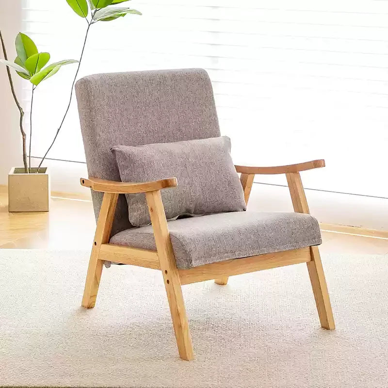 Single Sofa Chair, Boutique Hotel Guestroom Seat, Balcony Solid Wood Lounge Chair,    Leisure Chair for Cozy Spaces