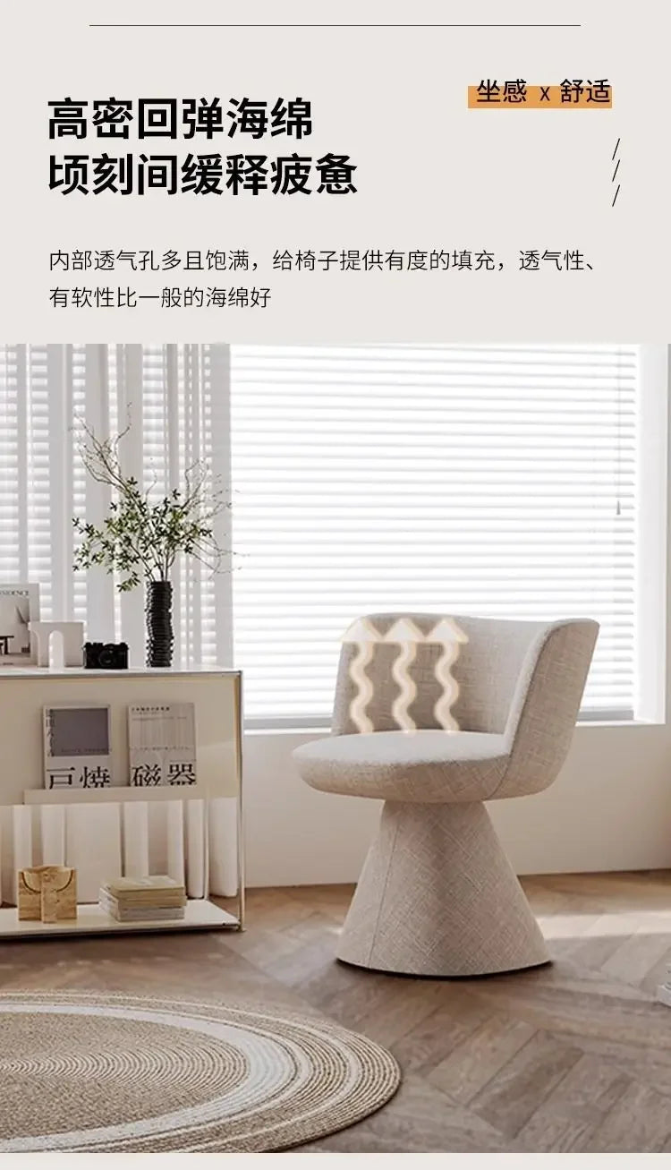 Italian Simple Dining Chair Rotable Vanity Chair Cream Style Home Bedroom Nordic Makeup Stool Hotel Reception Chair Furniture