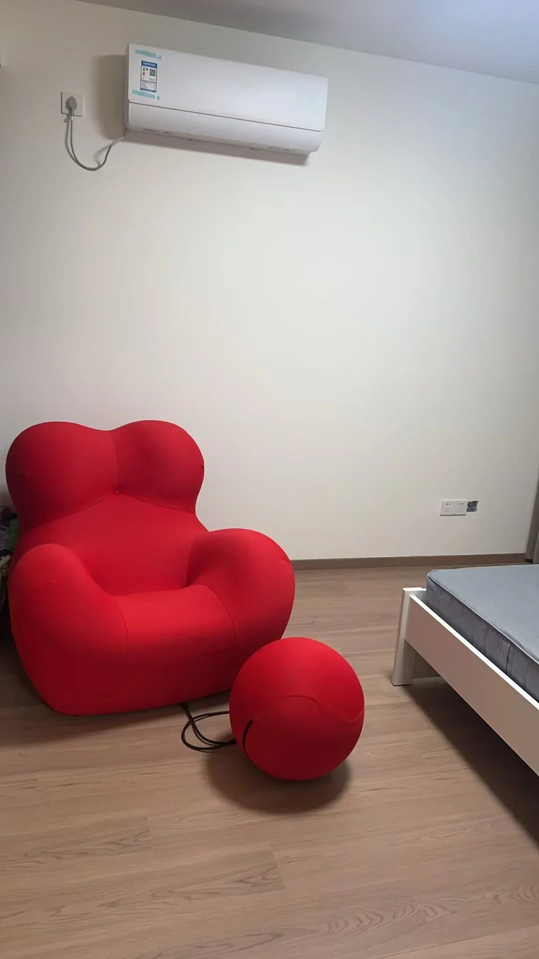 Modern Striped Bean Bag Sofa with Ottoman Cozy Designer Lounge Chair for Living Room Balcony Lazy Couch Furniture