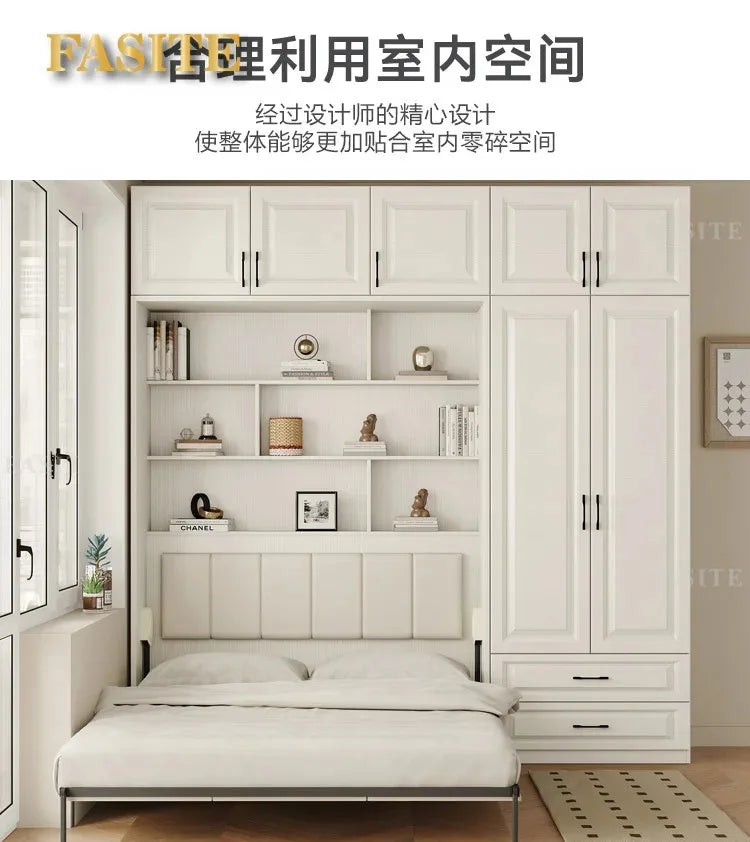 Invisible bed wall, bed, wardrobe, integrated 1.35-meter multifunctional foldable Murphy bed, flip bed under the bed