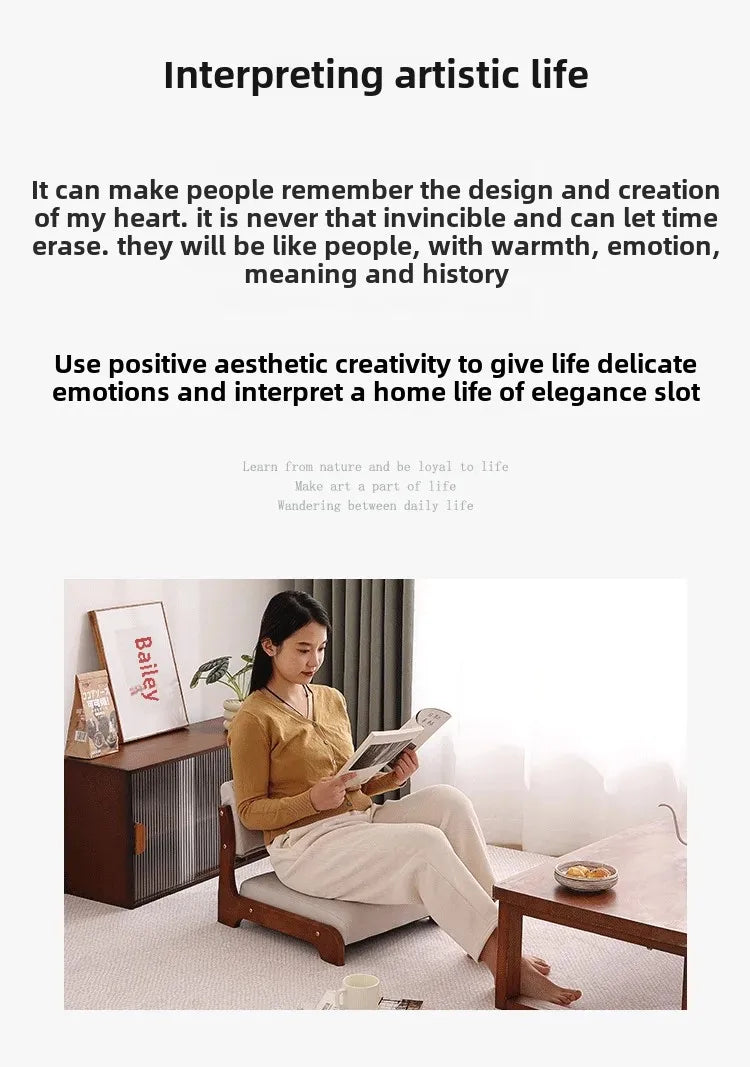 Japanese Tatami Chair Backrest Solid Wood Bed Legless Seat Bay Window Single Lazy Sofa Floor Chair Bedroom Sitting Furniture