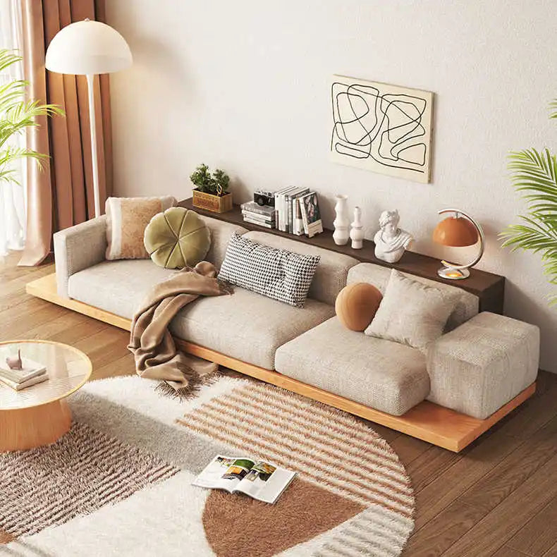 Japanese style sofa living room modern simple design hotel latex corner cotton linen art sofa log style