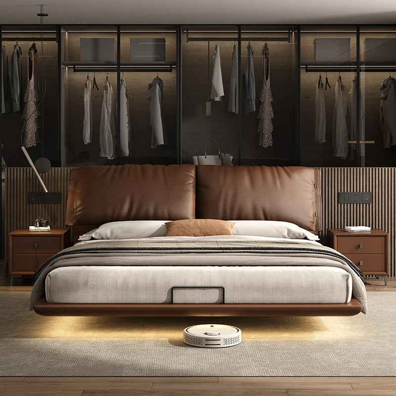 Soft Leather Luxury Double Bed Modern Adults Design Queen Loft Double Bed Bases Frames Camas De Dormitorio Bedroom Furniture