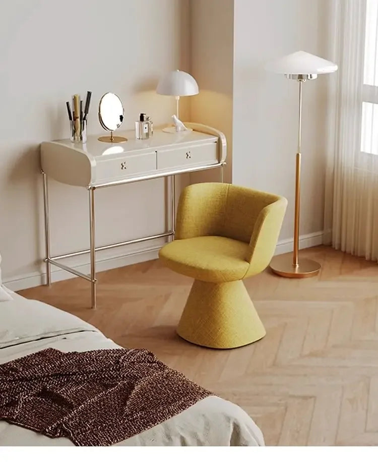 Italian Simple Dining Chair Rotable Vanity Chair Cream Style Home Bedroom Nordic Makeup Stool Hotel Reception Chair Furniture