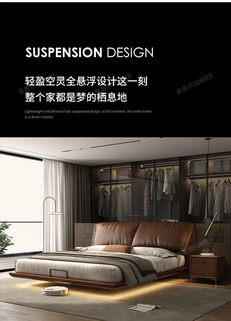 Soft Leather Luxury Double Bed Modern Adults Design Queen Loft Double Bed Bases Frames Camas De Dormitorio Bedroom Furniture