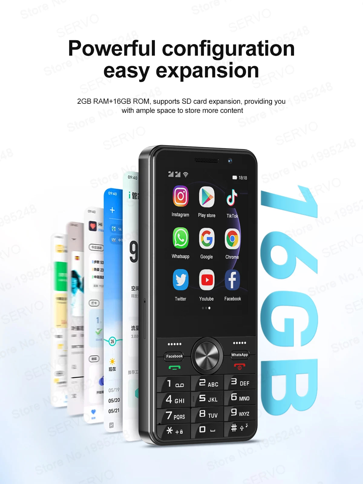 SERVO F25 PRO 4G LTE Button Smartphone Android System Play Store FM Radio 2GB+16GB WiFi 3.5" Touch Screen Smart Phones Dual SIM