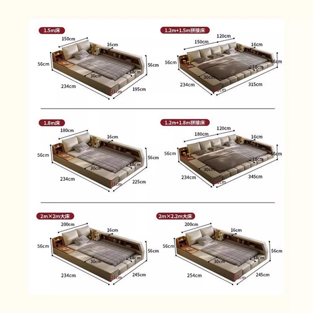 King Upholstered Modern Bed Unique Bookshelves Sleeping Multifunctional Bed Luxury Floor Camarotes Para Dormitorio Furnitures