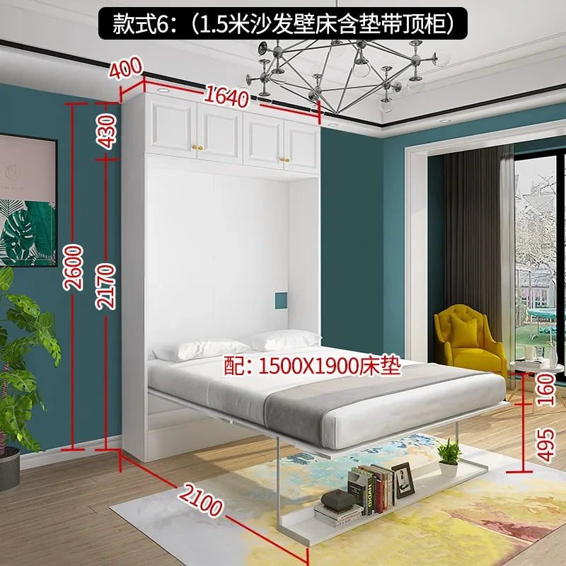 Modern Minimalist Multifunctional Invisible Bed with Sofa Folding Bed Cabinet Integrated Wall Invisible Bed