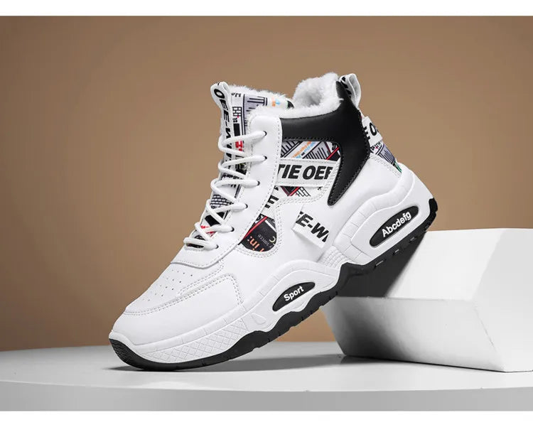 Mens Luxury Sneakers 2024 Winter Warm Platform Boots Mens Stylish Plus Velvet Designer Shoes Comfortable High Top Sports Boots