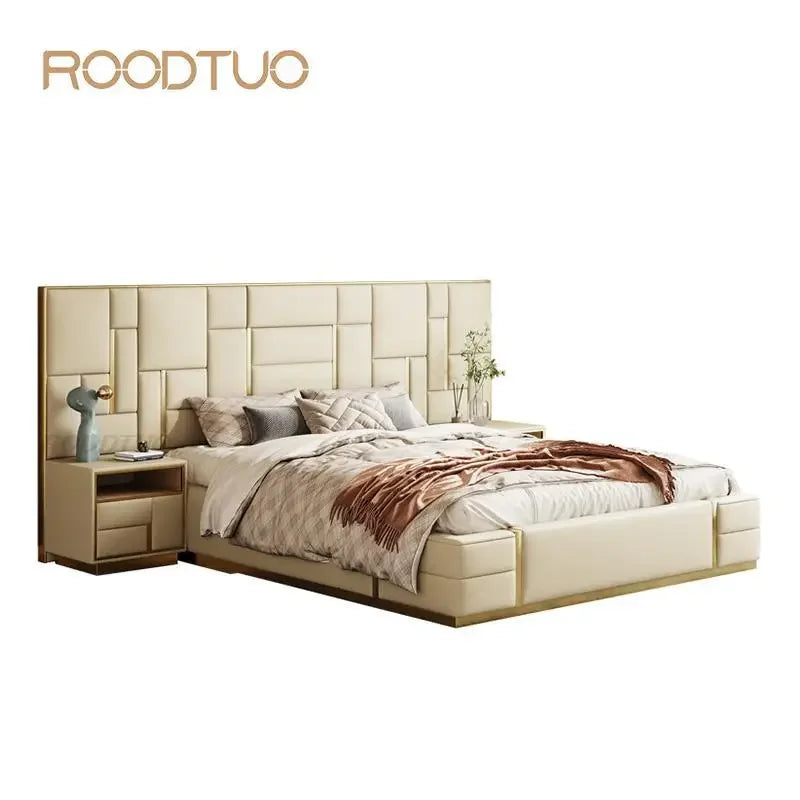 As a Bed King Size Luxury Bedroom Furniture Set Wooden Headboard And Nightstands Lit Deux Place With Double Bed Side Table