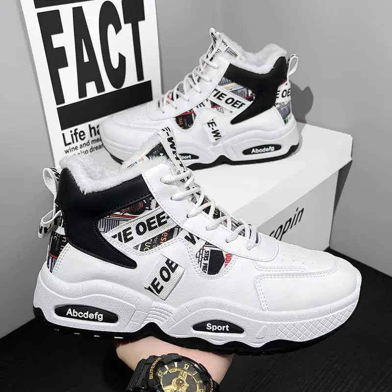 Mens Luxury Sneakers 2024 Winter Warm Platform Boots Mens Stylish Plus Velvet Designer Shoes Comfortable High Top Sports Boots
