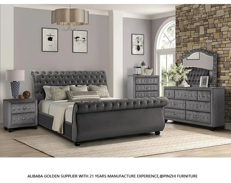 Custom HOME Remote Control Whole House Decoration King Size Smart Luxury Bed With Tv And Fireplace In Footboard Storage