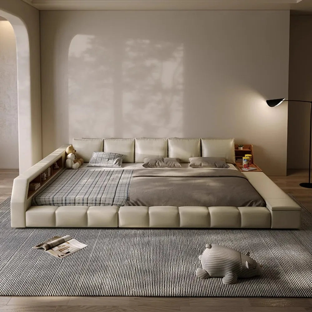 King Upholstered Modern Bed Unique Bookshelves Sleeping Multifunctional Bed Luxury Floor Camarotes Para Dormitorio Furnitures
