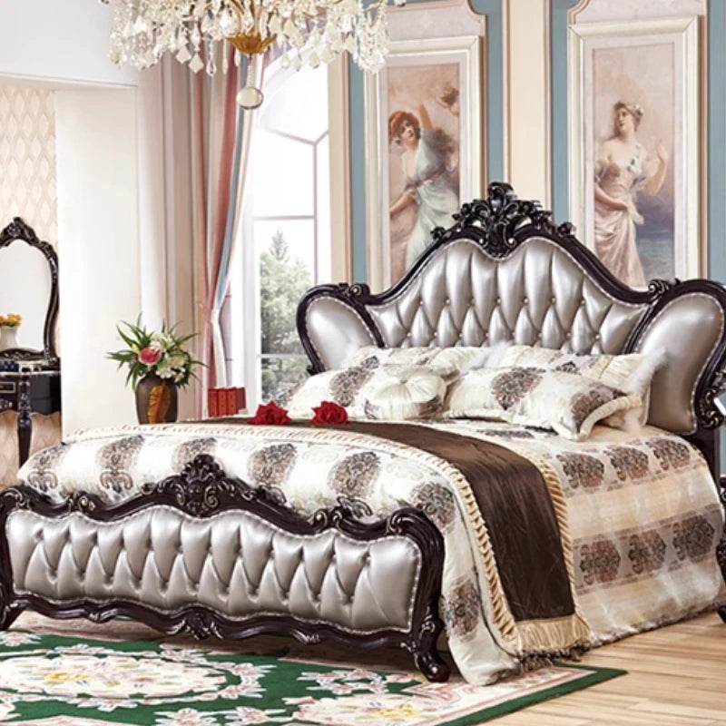 Adult European Bed Square Luxury High Quality Romantic Comfortable Bed Headboards Queen Frame Letto Matrimoniale Home Furniture