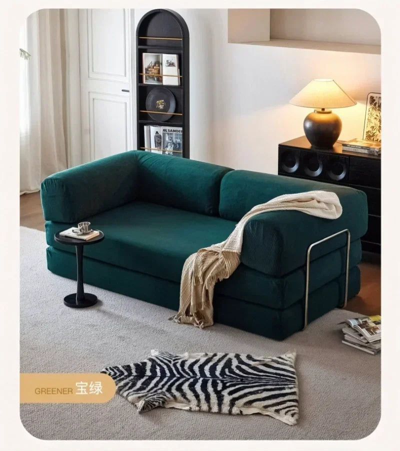 Elegant Italian Compressed Sofa Minimalist Retro Corduroy Sofa Bed Foldable Washable Customizable for Living Room