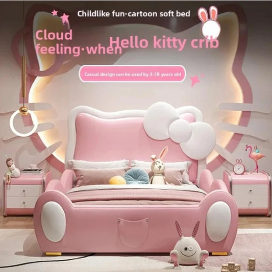 150X200cm Modern Childrens cartoon girl princ ess bed pink queen size bed frame full  double bed complete bedroom furniture